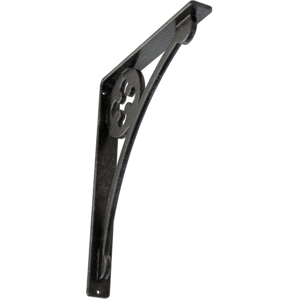 Ekena Millwork Crawley Wrought Iron Bracket, (Single center brace), Antiqued Silver 1 1/2"W x 10"D x 12"H BKTM01X10X12SCRASV - main
